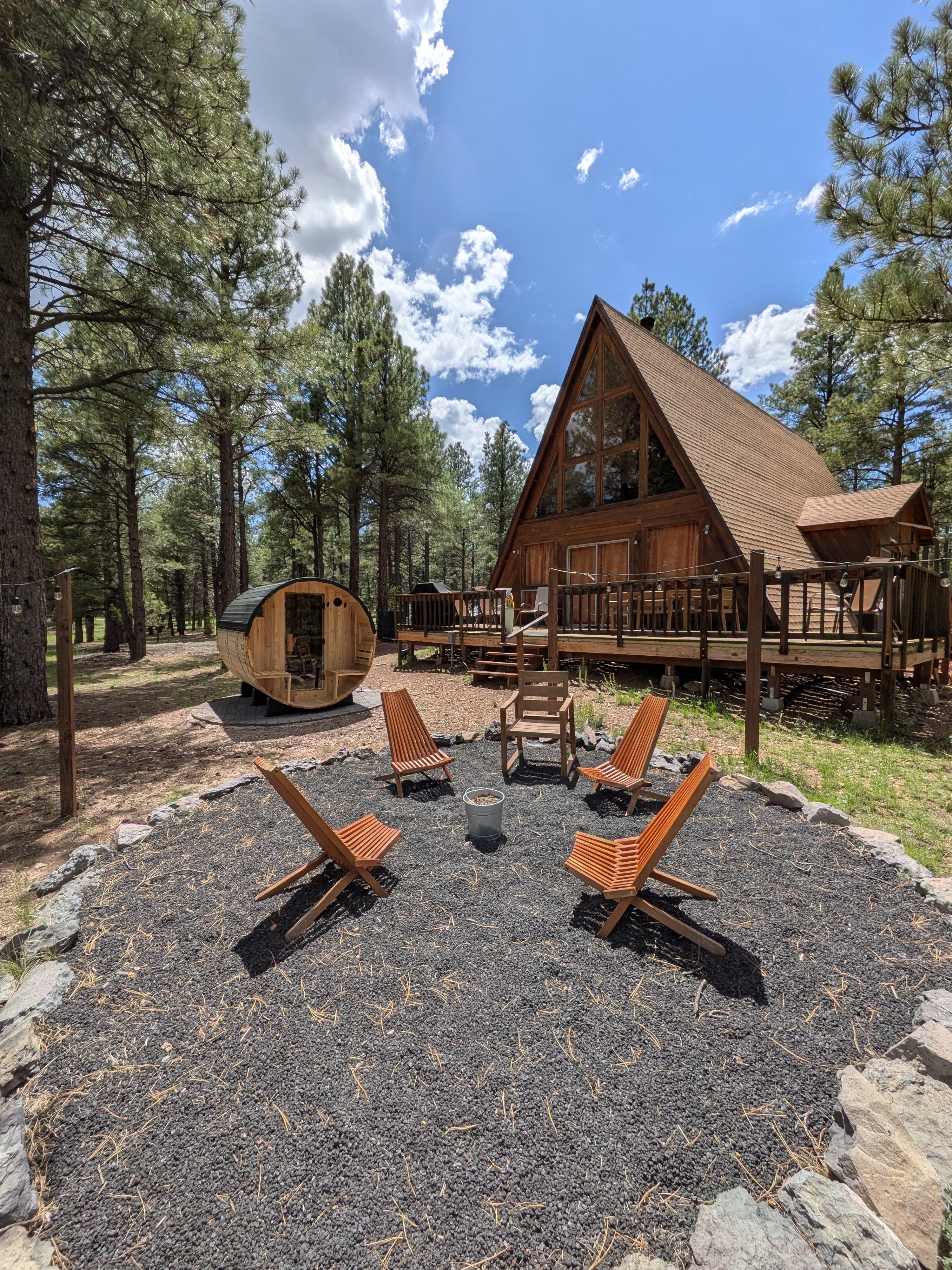 Outdoor Lounge Circle & Cedar Sauna