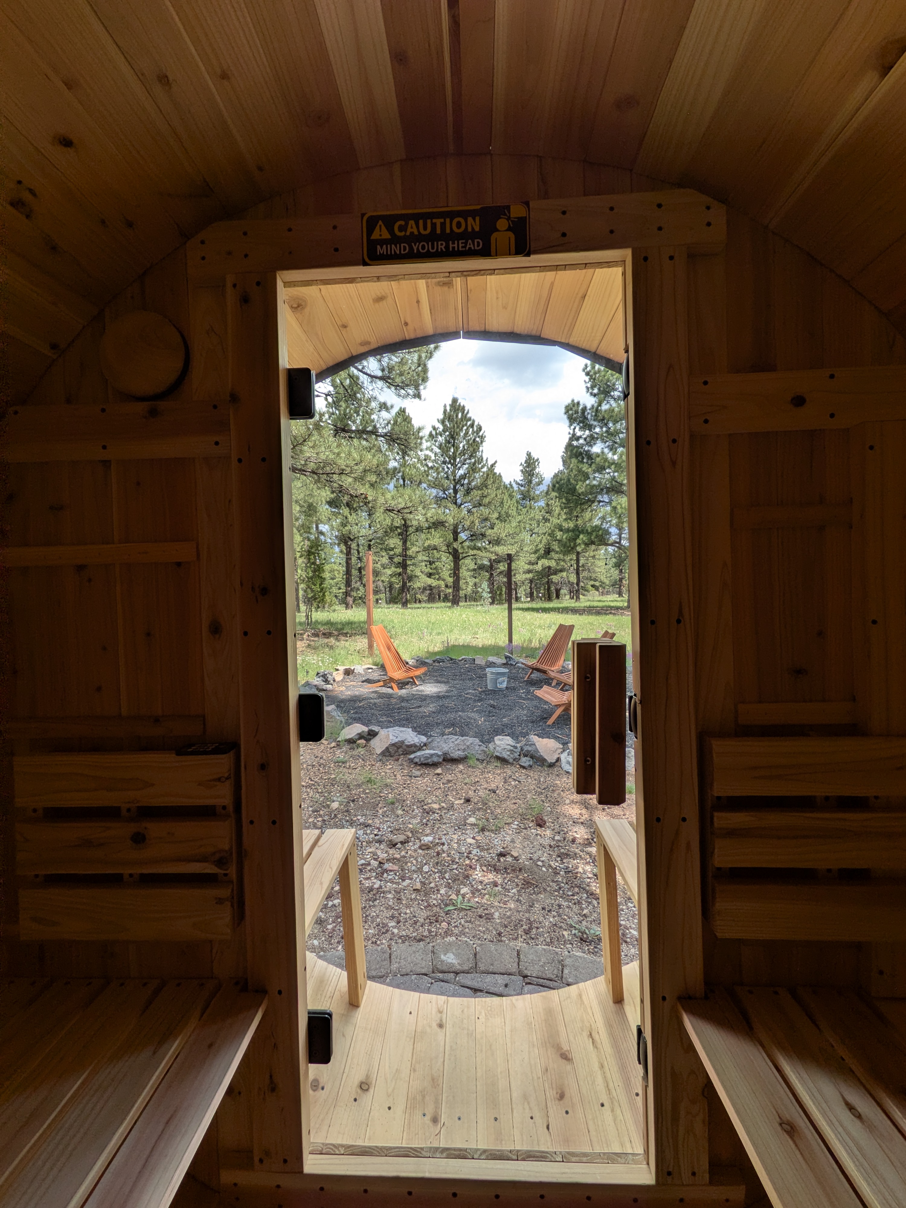 Inside Cedar Barrel Sauna